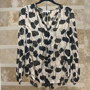 Reiss Floral Silk Long Sleeve Top